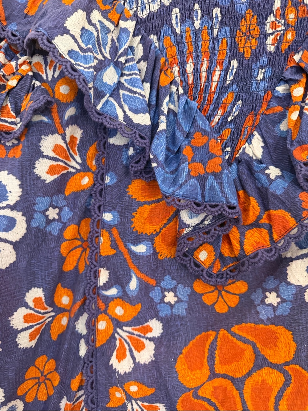 Farm Rio Floral Ruffle High-Neck Blouse - Picture 4 of 7